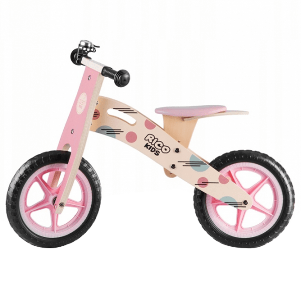 Bicicletă fără pedale Ricokids RC-611 12" Pink Wood  / Pentru copii photo 2
