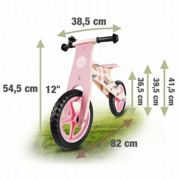 Bicicletă fără pedale Ricokids RC-611 12" Pink Wood  / Pentru copii photo 6
