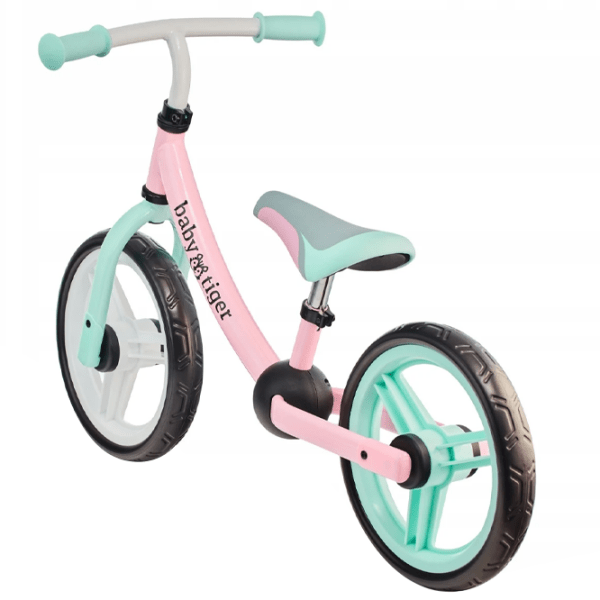 Bicicletă fără pedale BabyTiger Flow 12" Pink Mint Oțel / Pentru copii photo 2