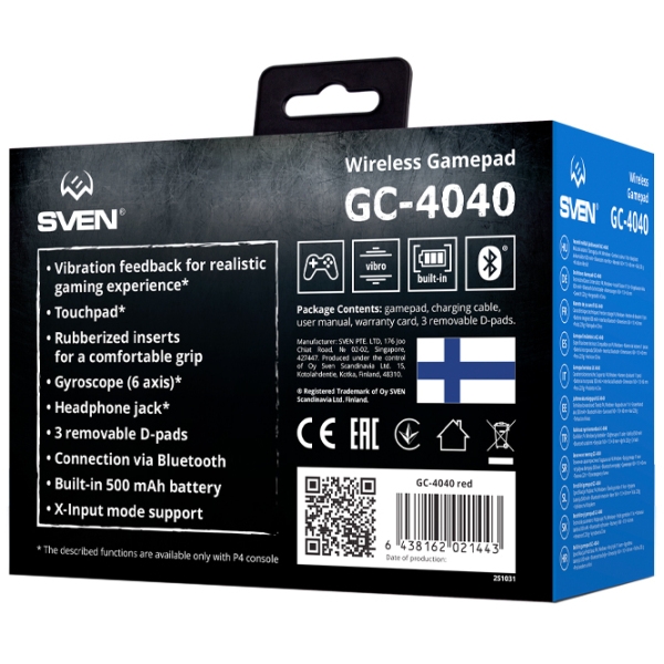 Gamepad Sven GC-4040 Red Fără fir / 11 buttons photo 6