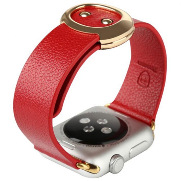 Curelușă Apple Watch Modern Buckle Red Gold Leather, 38 mm photo 2