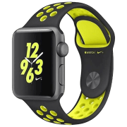 Ремень Apple Watch Nike sport Черный Желтый Силикон, 42 mm