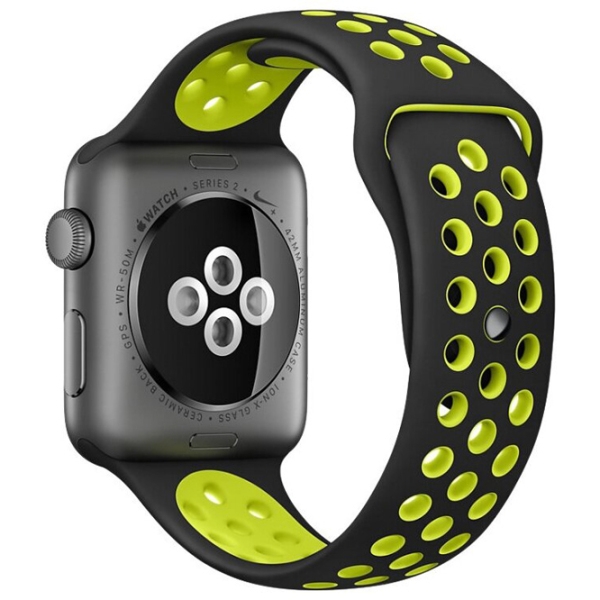 Ремень Apple Watch Nike sport Черный Желтый Силикон, 42 mm photo 2