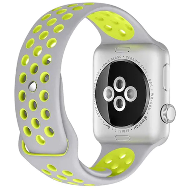 Ремень Apple Watch Nike sport Белый Желтый Силикон, 42 mm photo 2