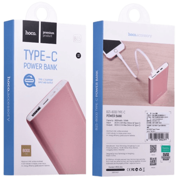 Power Bank 8000 мАч Hoco B15 Rose  photo 3