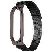 Ремень Mi Band 5 Milanese Черный Lucios Металл,