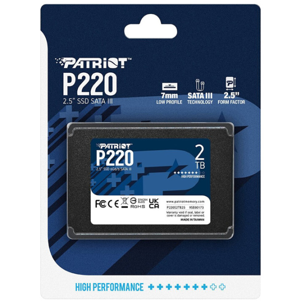 SSD Patriot P220 2.5'' 2 ТБ Скорость чтения: 550 MБ/ с,
Скорость записи: 500 MБ/ с photo 3