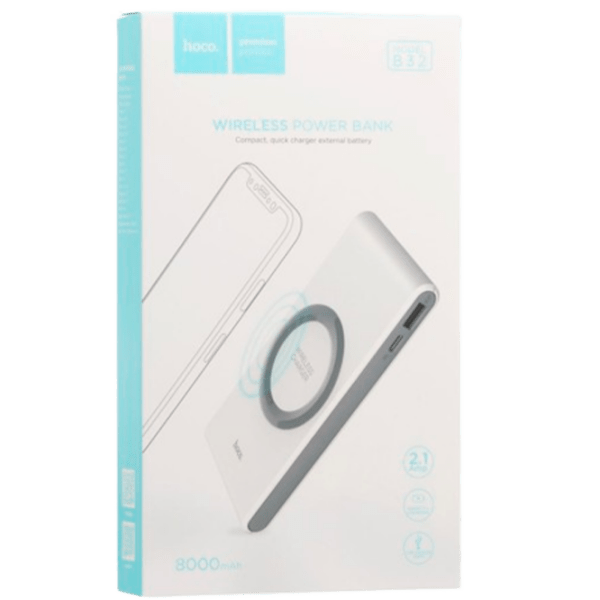 Power Bank 8000 mAh Hoco B32 Energetic wireless charging White  photo 3