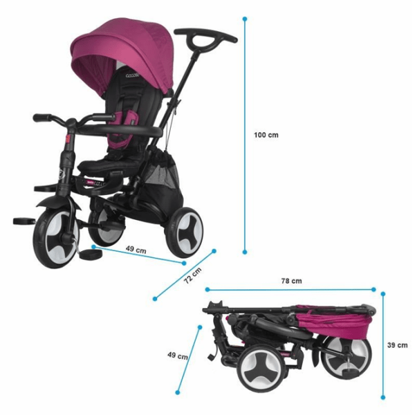 Triciclu Coccolle Spectra Plus Purple Oțel/ Pentru copii photo 9