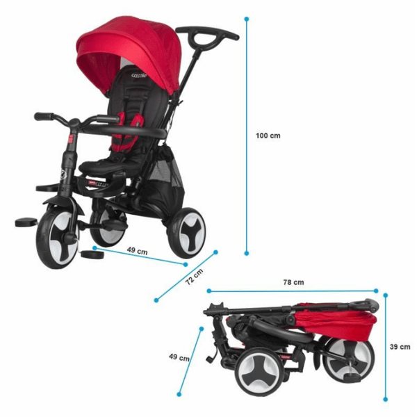 Triciclu Coccolle Spectra Plus Red Oțel/ Pentru copii photo 9