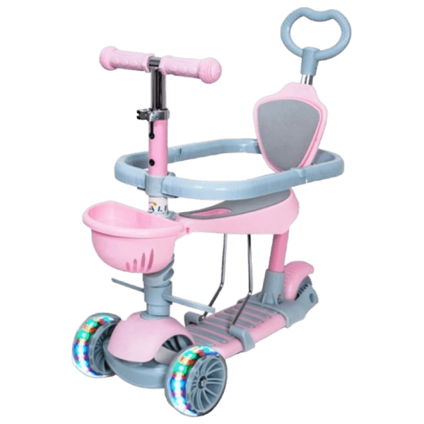 Детский трёхколёсный самокат 4Play Multi 5 in 1 (643105) Розовый 3 года, 25 кг, Пластиковые с силиконом photo 1