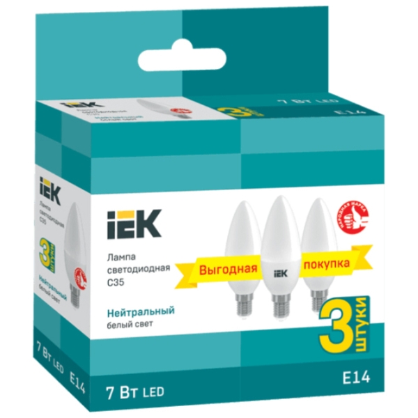 Set becuri LED IEK C35 LLE-C35-07-230-40-E14-3 E14 | 7 W | White photo 2