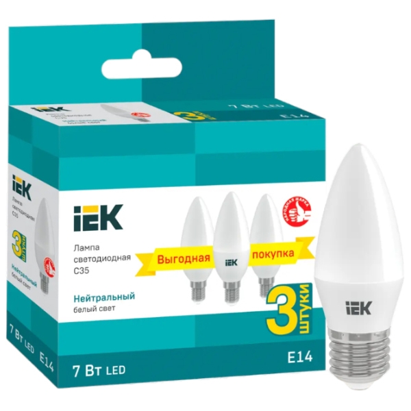 Set becuri LED IEK C35 LLE-C35-07-230-40-E14-3 E14 | 7 W | White photo 3