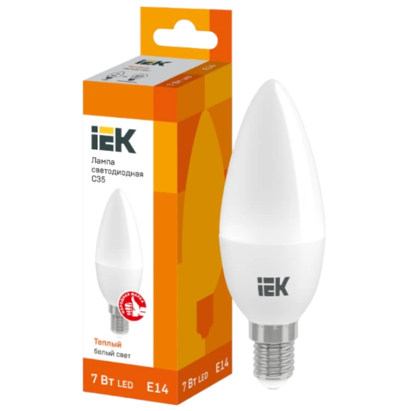Лампочка светодиодная IEK C35 LLE-C35-7-230-30-E14 E14 | 7 Вт | Yellow photo 3