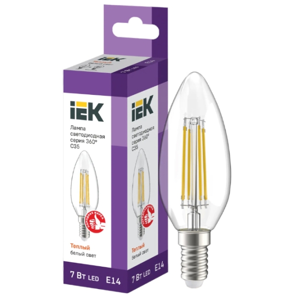 Bec LED cu filament IEK C35 LLF-C35-7-230-30-E14-CL E14 | 7 W | Yellow photo 3