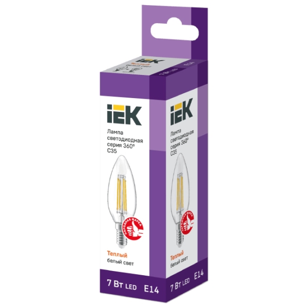 Bec LED cu filament IEK C35 LLF-C35-7-230-30-E14-CL E14 | 7 W | White photo 2