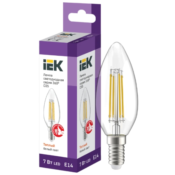 Bec LED cu filament IEK C35 LLF-C35-7-230-30-E14-CL E14 | 7 W | White photo 3
