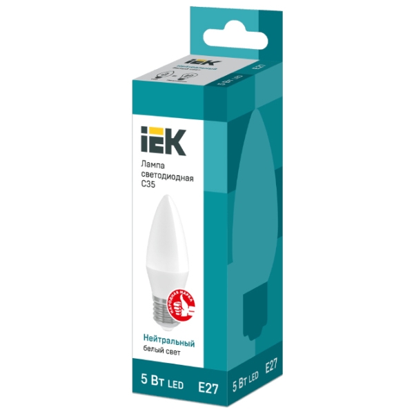 Лампочка светодиодная IEK C35 LLE-C35-5-230-40-E27 E14 | 5 Вт | White photo 2