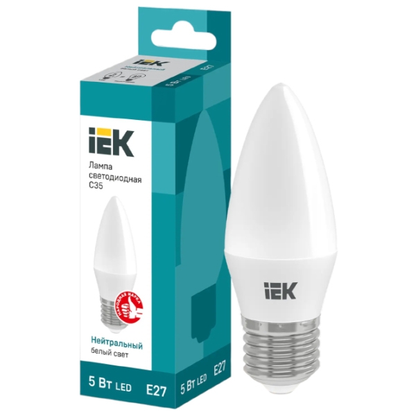Лампочка светодиодная IEK C35 LLE-C35-5-230-40-E27 E14 | 5 Вт | White photo 3