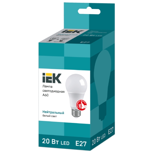 Лампочка светодиодная IEK A60 LLE-A60-20-230-40-E27 E27 | 20 Вт | White photo 2