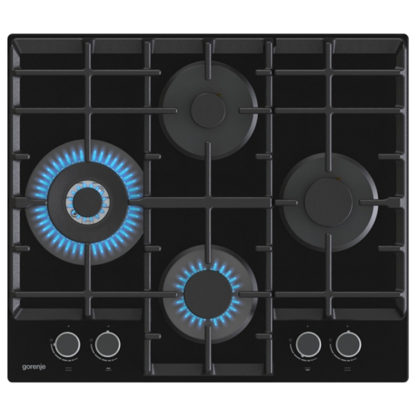 Plită încorporabilă pe gaz Gorenje GTW6D42AB Black Sticlă călită, Gratare: Fontă photo 2
