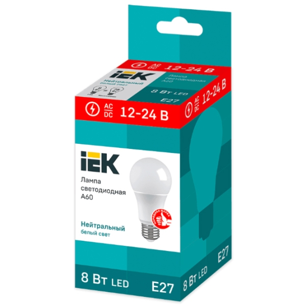 Bec LED IEK A60 LLE-A60-08-12-24-40-E27 E27 | 8 W | White photo 2