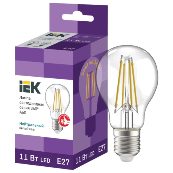Bec LED cu filament IEK A60 LLF-A60-7-230-40-E27-CL E27 | 7 W | White photo 3