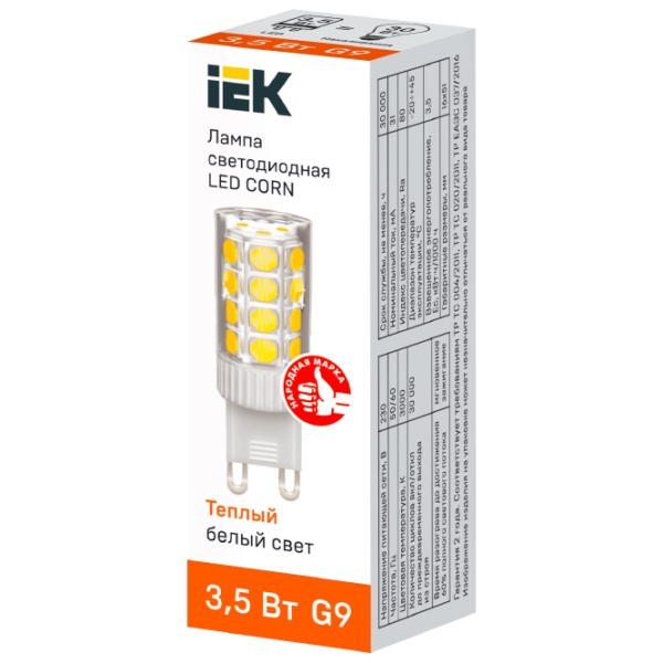 Лампочка светодиодная IEK LED CORN LLE-CORN-4-230-30-G9 G9 | 3.5 Вт | White photo 2