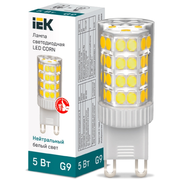 Лампочка светодиодная IEK LED CORN LLE-CORN-5-230-40-G9 G9 | 5 Вт | White photo 3
