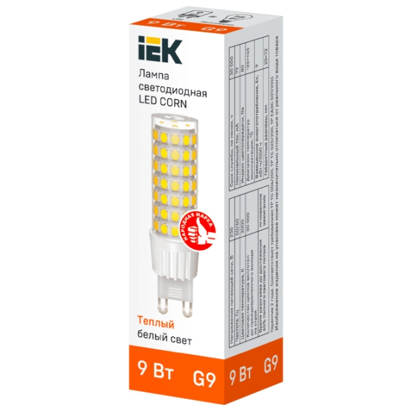 Лампочка светодиодная IEK LED CORN LLE-CORN-9-230-30-G9 G9 | 9 Вт | White photo 2