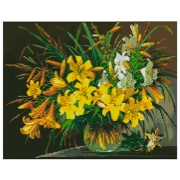 Pictură pe numere Strateg Un buchet de crini galbeni FA40061 50 x 40 cm, P&acirc;nză