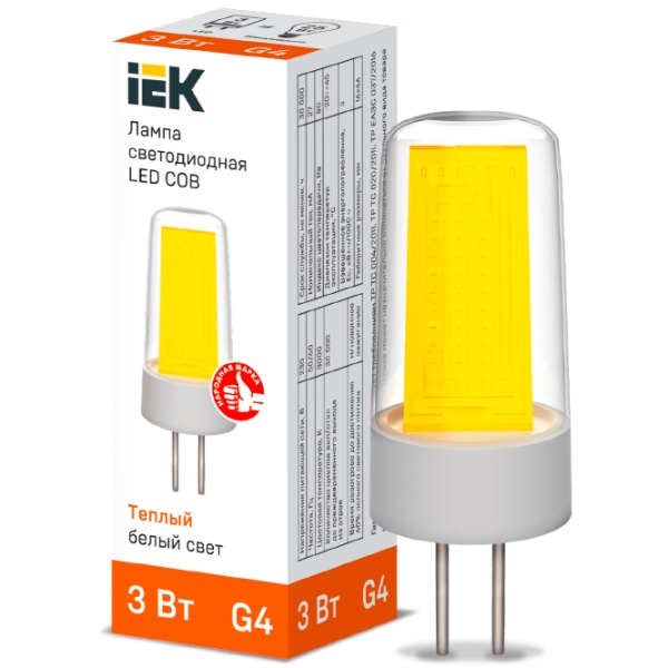 Лампочка светодиодная IEK LED COB LLE-COB-3-230-30-G4 G4 | 3 Вт | Yellow photo 3
