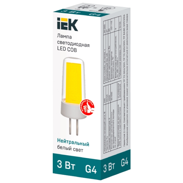 Лампочка светодиодная IEK LED COB LLE-COB-3-230-40-G4 G4 | 3 Вт | White photo 2