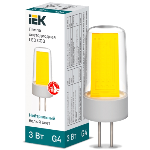 Лампочка светодиодная IEK LED COB LLE-COB-3-230-40-G4 G4 | 3 Вт | White photo 3