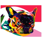 Pictură pe numere Strateg Buldog francez colorat VA-0148 50 x 40 cm, P&acirc;nză