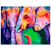 Pictură pe numere Strateg Elefanti coloranti VA-1148 50 x 40 cm, P&acirc;nză