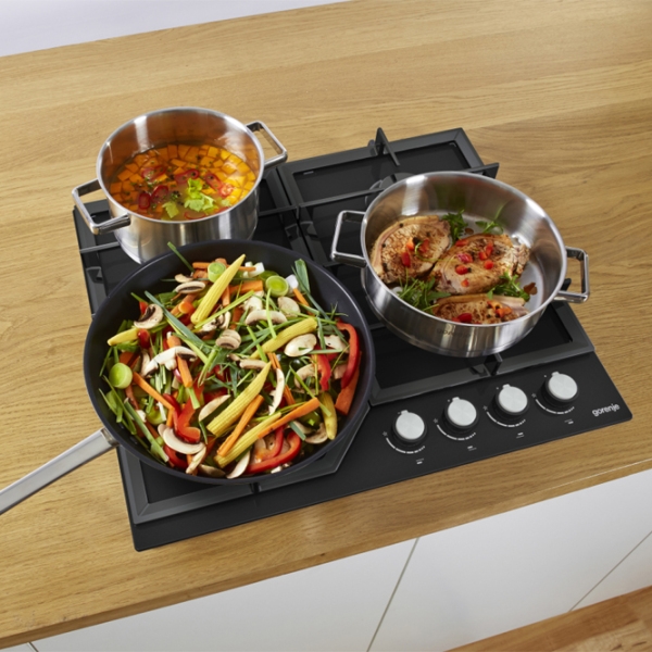 Plită încorporabilă pe gaz Gorenje GT641KB Black Sticlă călită, Gratare: Fontă photo 6