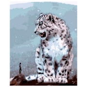 Pictură pe numere Strateg Leopardul și omul VA-2962 50 x 40 cm, P&acirc;nză
