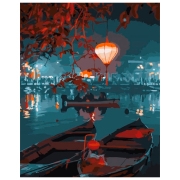 Pictură pe numere Strateg Barci în noapte VA-3628 50 x 40 cm, P&acirc;nză