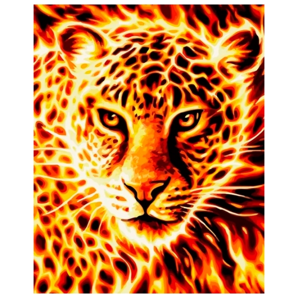 Pictură pe numere Strateg Leopardul de foc VA-3645 50 x 40 cm, P&acirc;nză photo 1