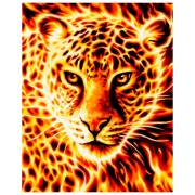 Pictură pe numere Strateg Leopardul de foc VA-3645 50 x 40 cm, P&acirc;nză