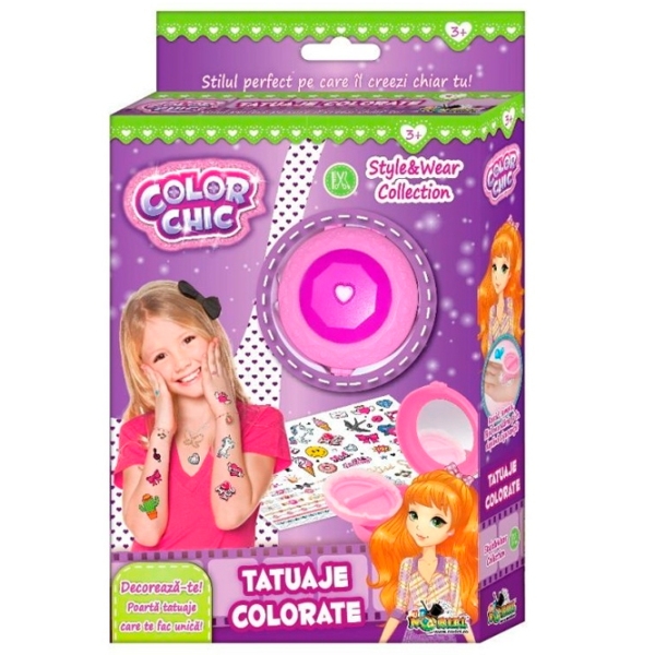 Set de creație Noriel Color Chic Tatuaje Colorate INT6765 Pink pentru fetițe, 3+ photo 3