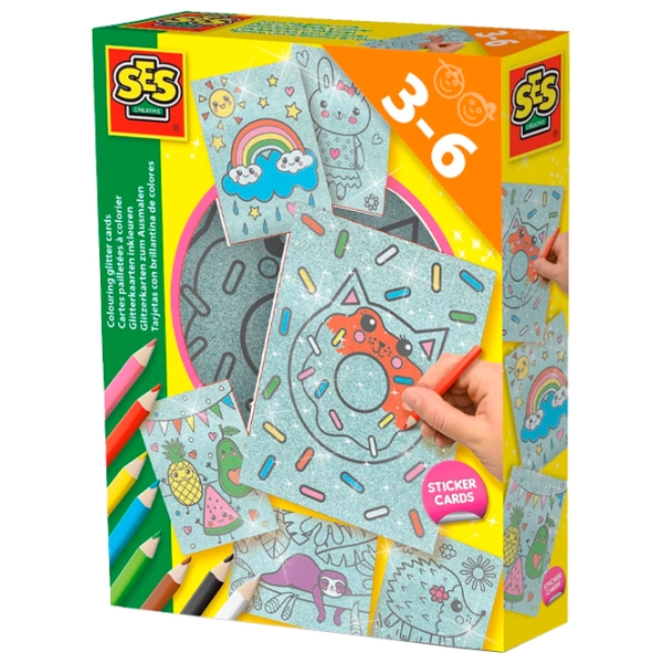 Креативный набор SES Coloring Glitter Cards 14621S Разноцветный Для детей, 3+ photo 3