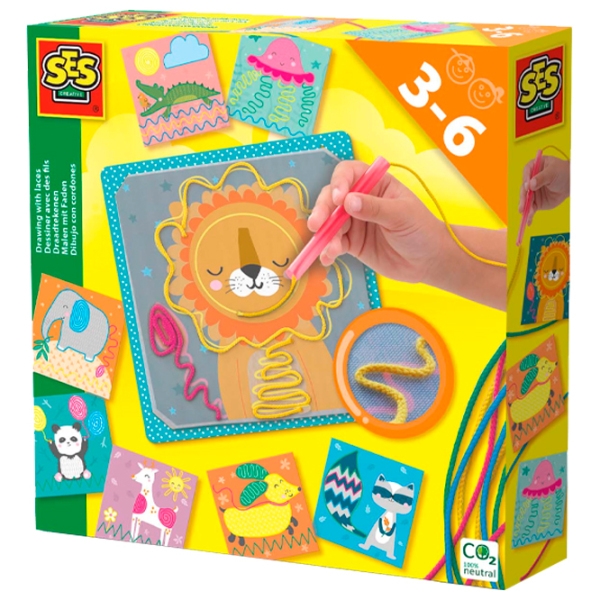 Set de creație SES Drawing with laces 14889S Multicolor Pentru copii, 3+ photo 2