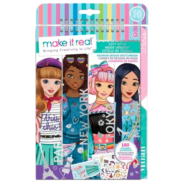 Set de creație Make It Real Fashion Design Sketchbook: City Style 3207M Multicolor pentru fetițe, 6+ photo 1