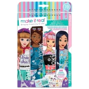 Set de creație Make It Real Fashion Design Sketchbook: City Style 3207M Multicolor pentru fetițe, 6+