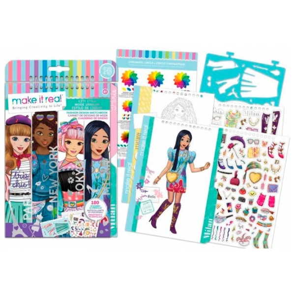 Set de creație Make It Real Fashion Design Sketchbook: City Style 3207M Multicolor pentru fetițe, 6+ photo 2