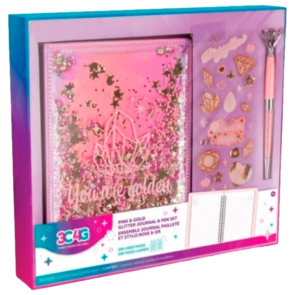 Set de creație Make It Real Pink & Gold Journal and Pen Set 12012M Multicolor Pentru copii, 3+ photo 1