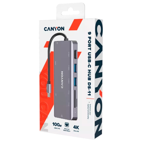Адаптер Canyon DS-11 9-in-1 Серый USB Type-C photo 2