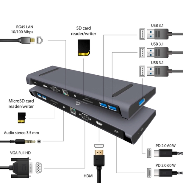 Adapter Cablexpert A-CM-COMBO10-01 Gray USB Type-C photo 3